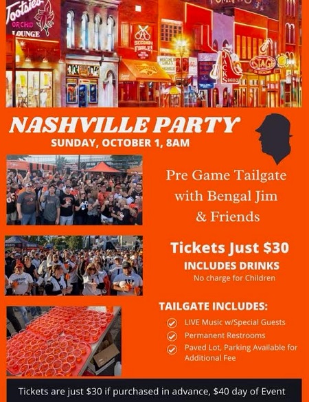 Tickets, Bengal Jim's Nashville Tailgate 2023